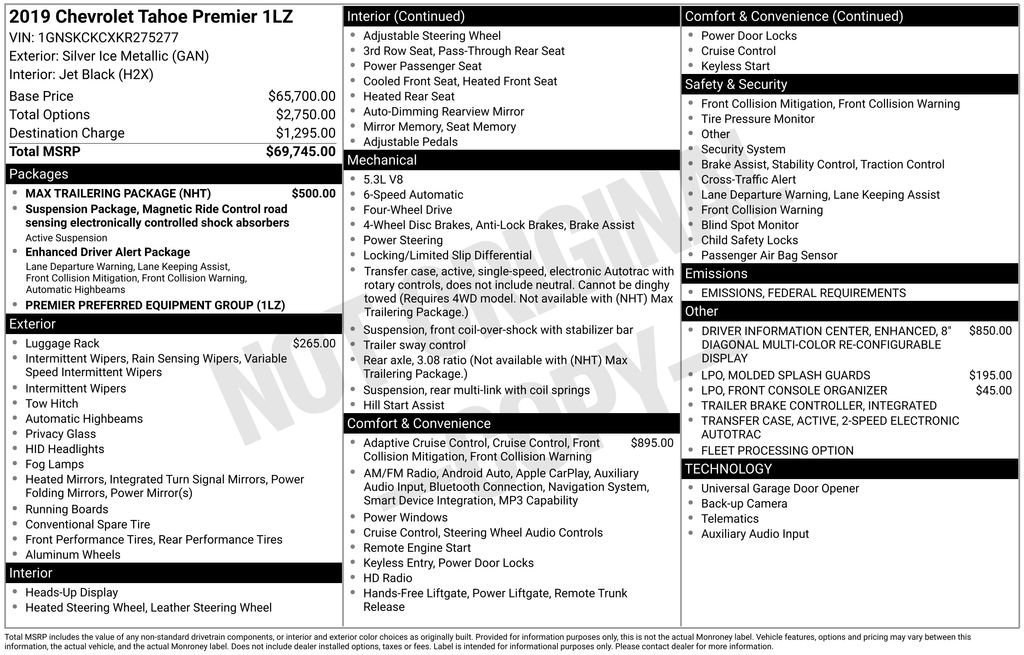 Used 2019 Chevrolet Tahoe Premier w/ Max Trailering Package image 6