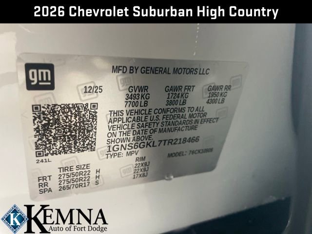 New 2026 Chevrolet Suburban High Country image 30