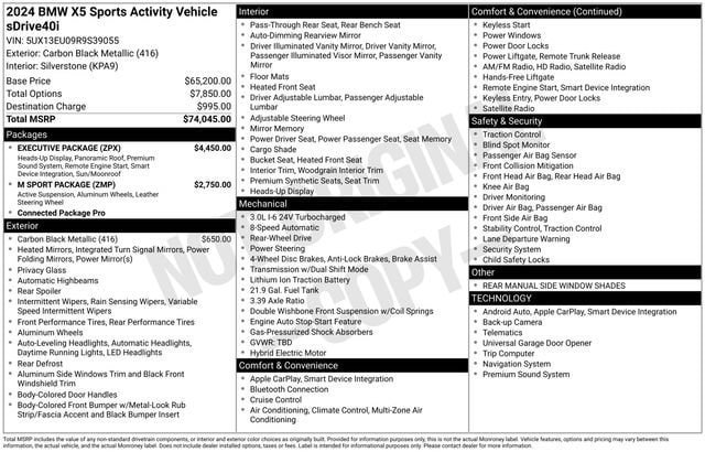 Used 2024 BMW X5 sDrive40i w/ Executive Package RWD image 35