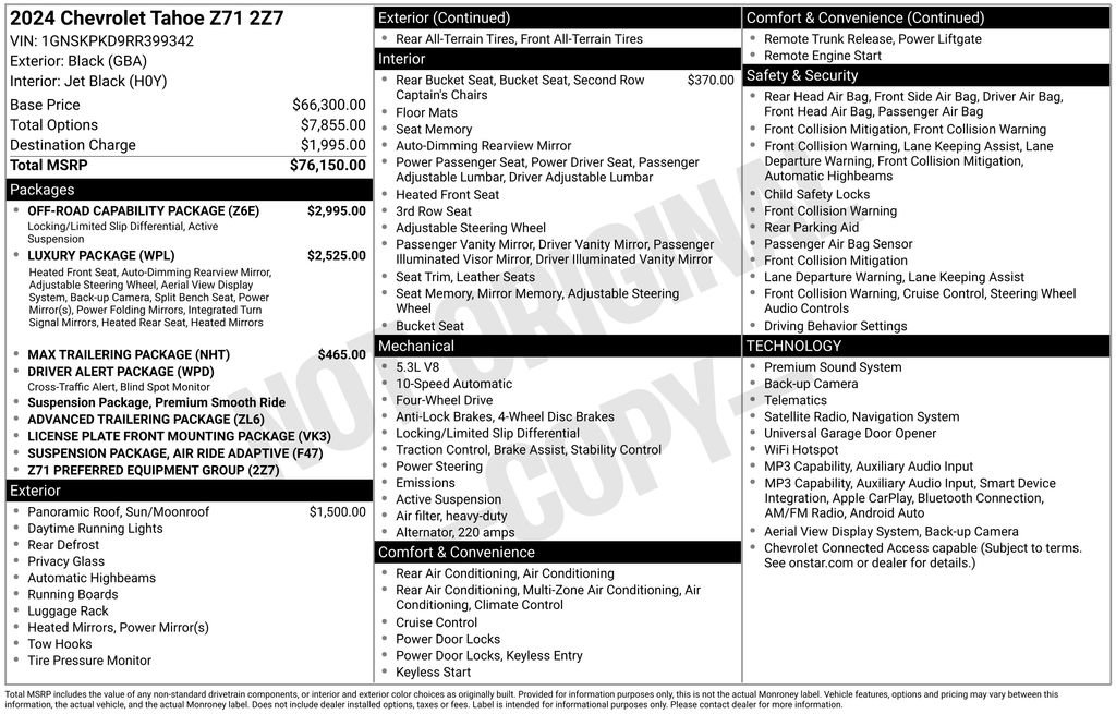 Used 2024 Chevrolet Tahoe Z71 w/ Off-Road Capability Package AWD/4WD image 38
