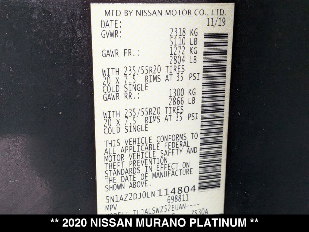 Used 2020 Nissan Murano Platinum w/ Cargo Package image 30