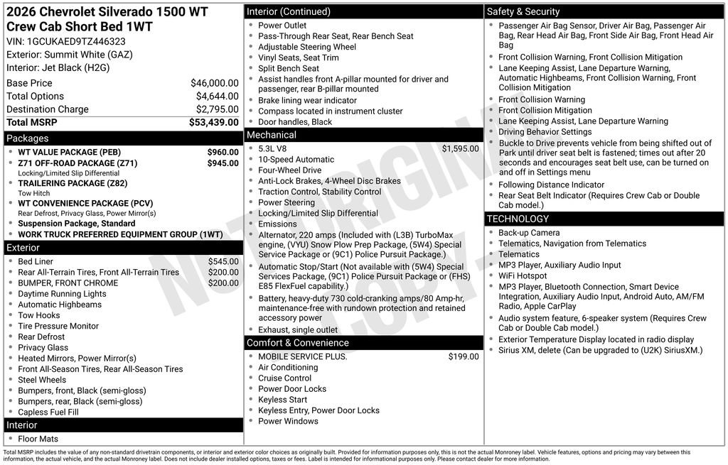 New 2026 Chevrolet Silverado 1500 W/T w/ WT Value Package AWD/4WD image 19