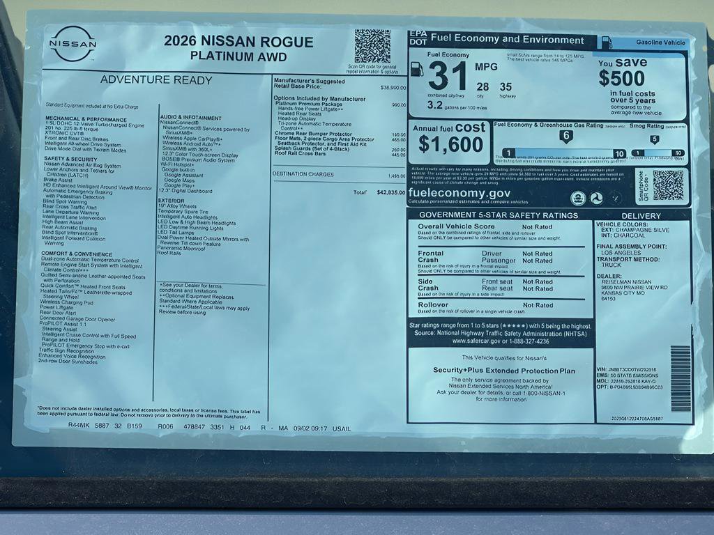 New 2026 Nissan Rogue Platinum w/ Platinum Premium Package AWD/4WD image 16