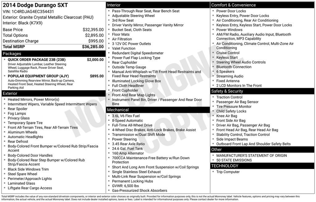 Used 2014 Dodge Durango SXT w/ Quick Order Package 23B AWD/4WD image 10