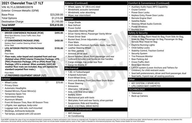 Used 2021 Chevrolet Trax LT w/ Driver Confidence Package FWD image 3