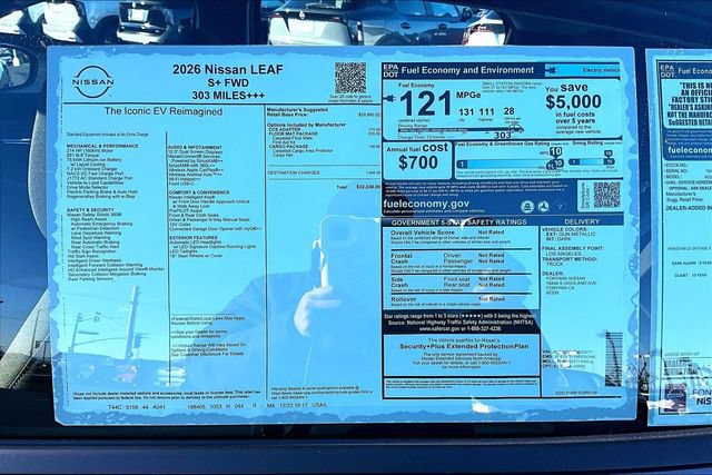 New 2026 Nissan Leaf w/ Floor Mat Package (S+) FWD image 13