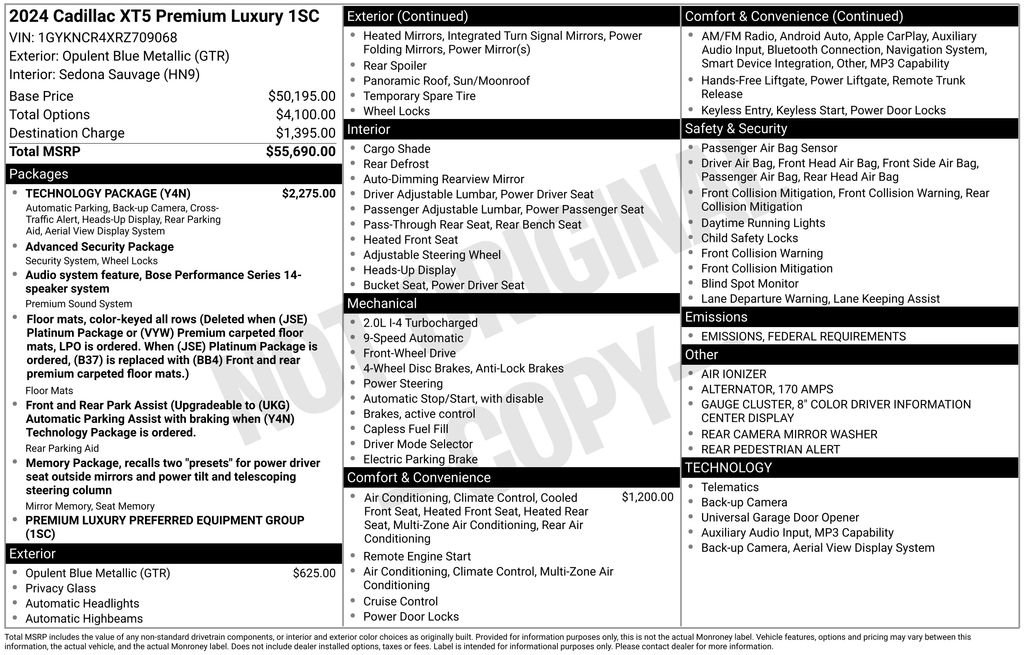 Certified 2024 Cadillac XT5 Premium Luxury w/ Technology Package image 61