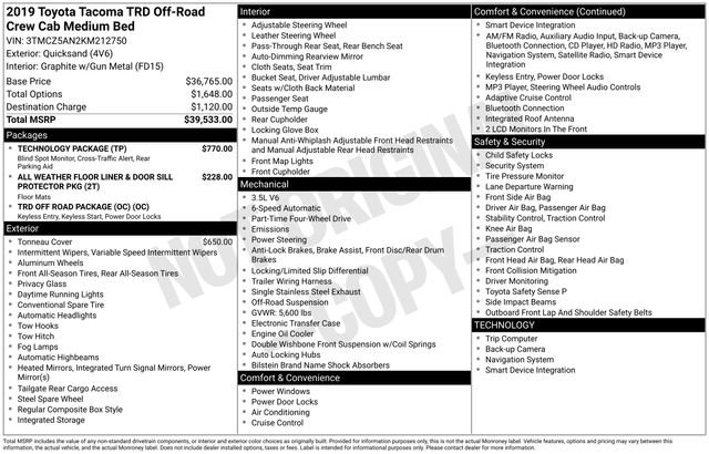 Used 2019 Toyota Tacoma TRD Off-Road w/ Technology Package image 31