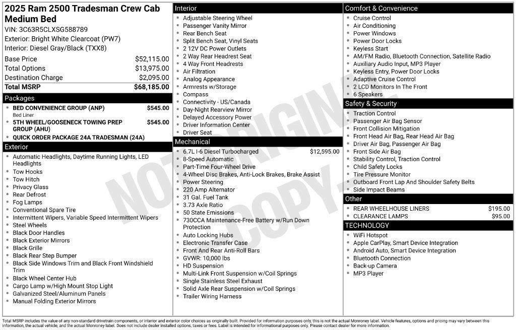 New 2025 RAM 2500 Tradesman w/ Bed Convenience Group AWD/4WD image 6