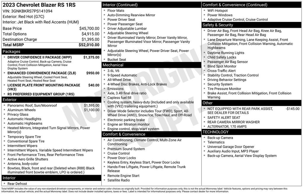 Used 2023 Chevrolet Blazer RS w/ Driver Confidence II Package image 47