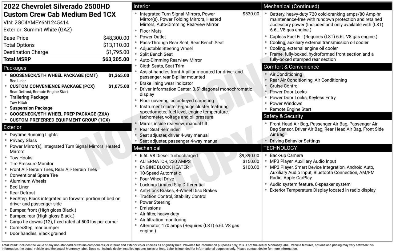 Used 2022 Chevrolet Silverado 2500 Custom w/ Gooseneck/5TH Wheel Package AWD/4WD image 27