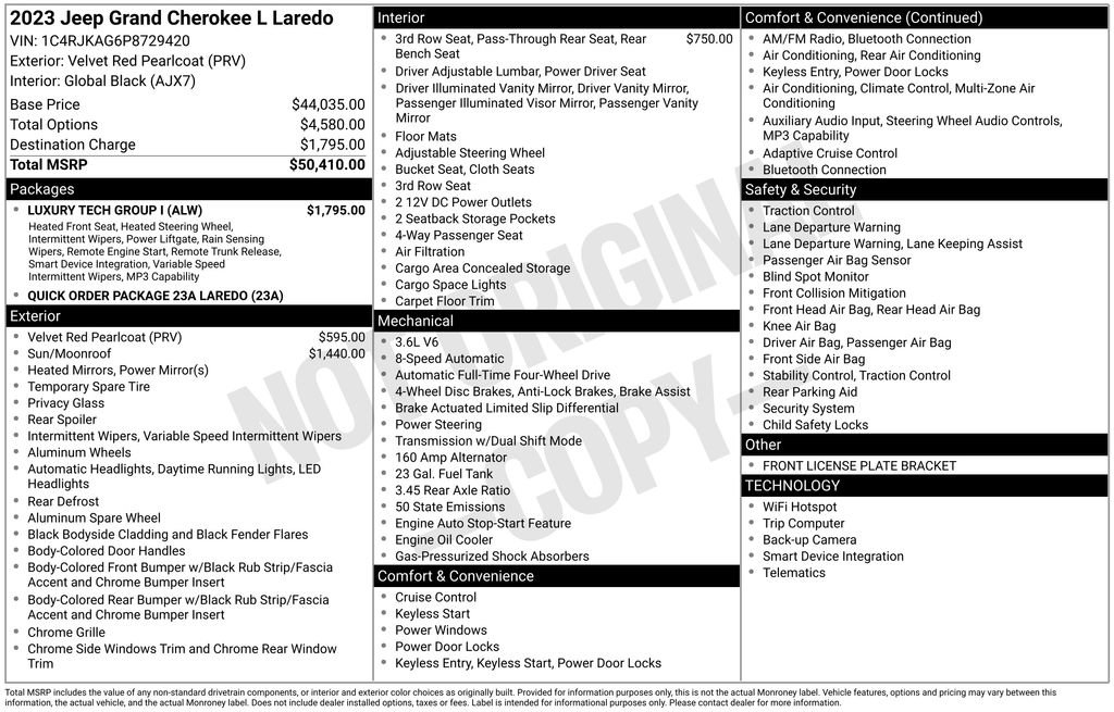 Used 2023 Jeep Grand Cherokee L Laredo w/ Luxury Tech Group I AWD/4WD image 4