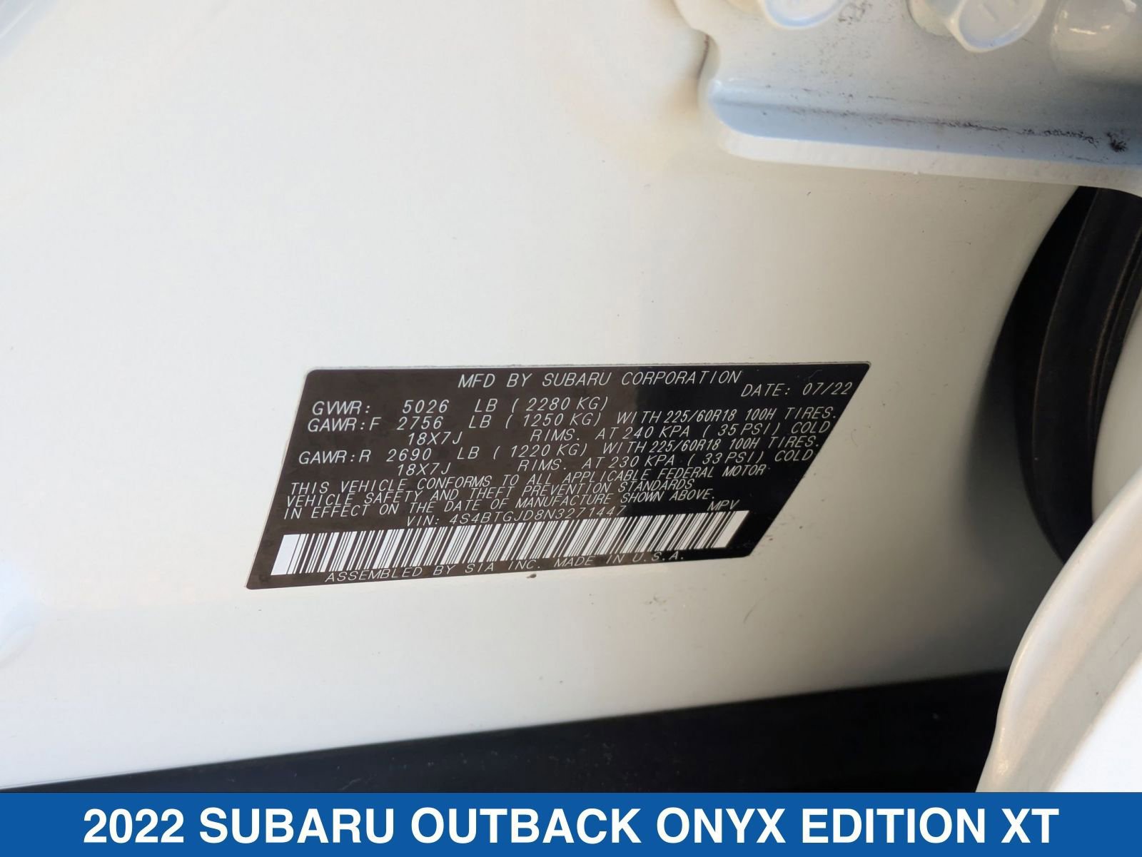 Certified 2022 Subaru Outback Onyx Edition XT image 38