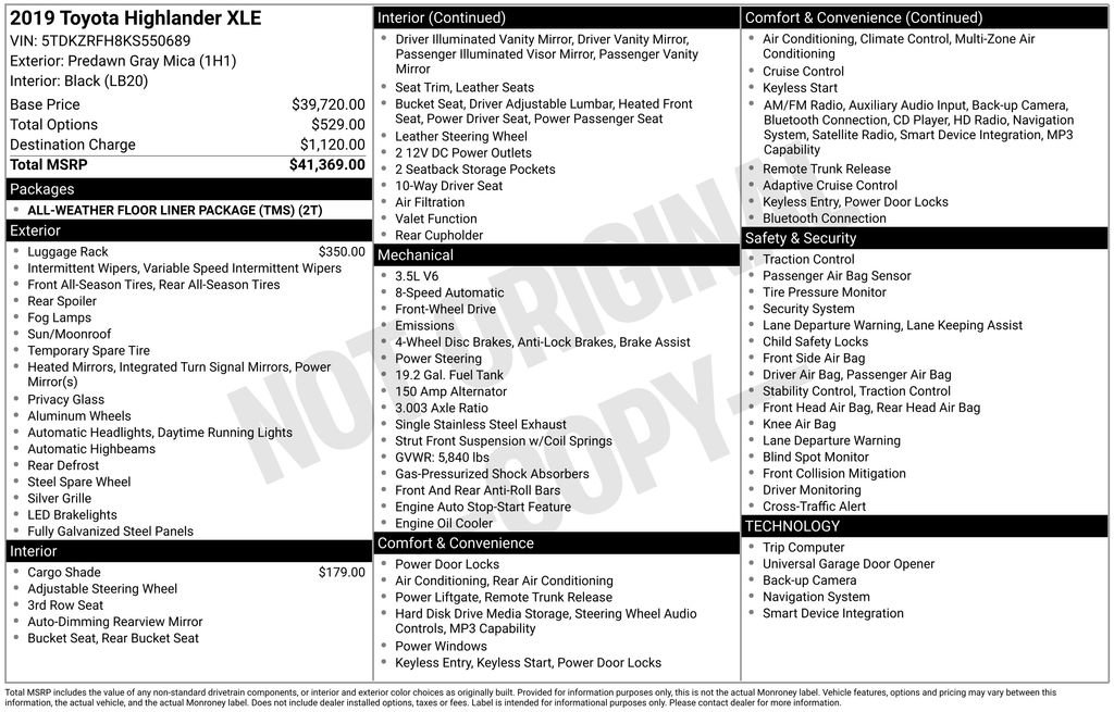 Used 2019 Toyota Highlander XLE FWD image 2