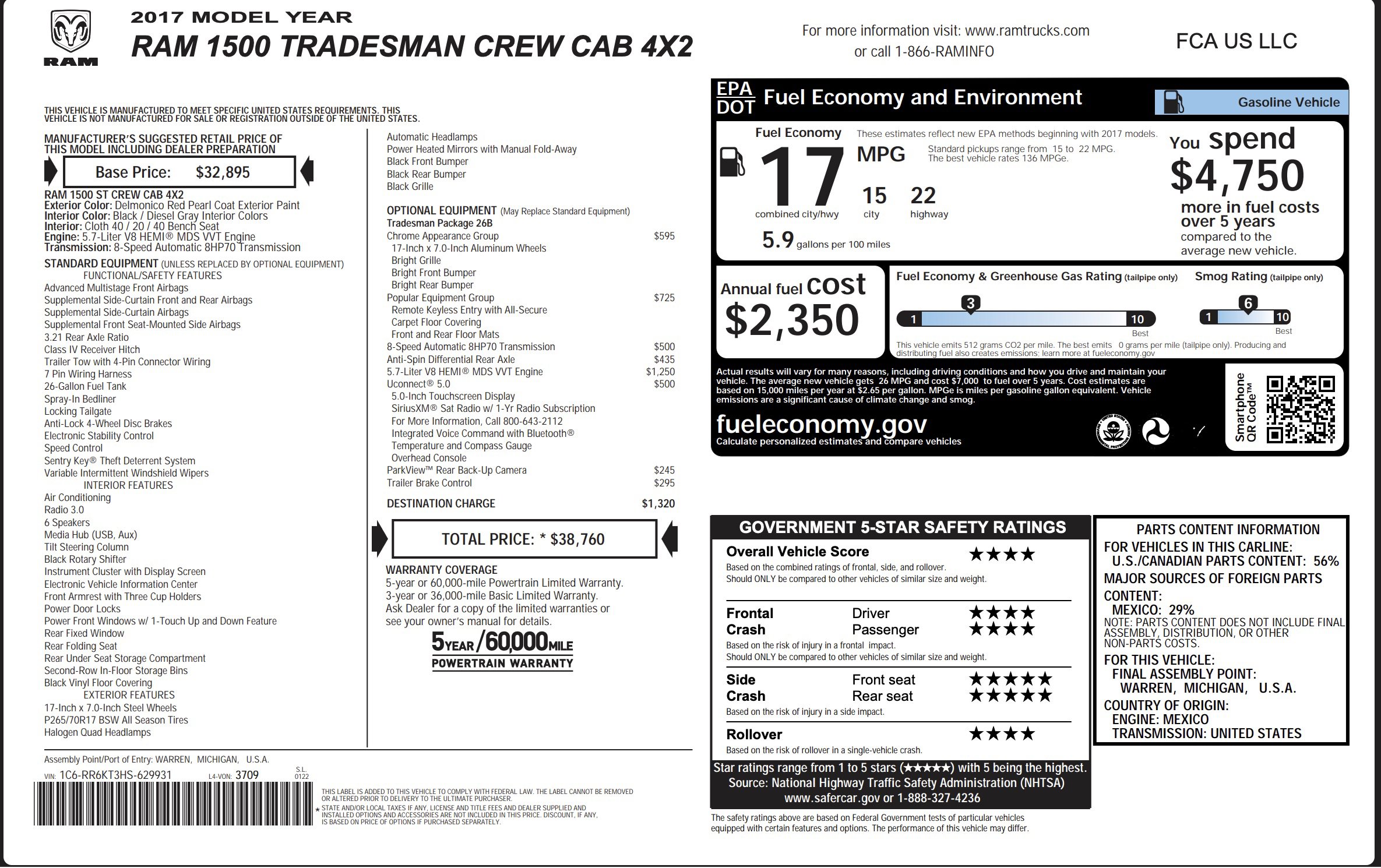 Used 2017 RAM 1500 Tradesman w/ Popular Equipment Group RWD image 2