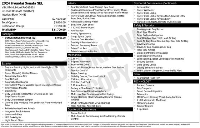 Used 2024 Hyundai Sonata SEL w/ Convenience Package FWD image 9