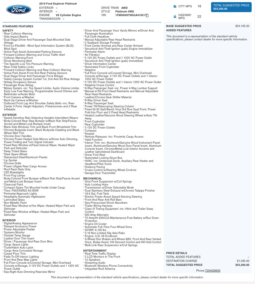 Used 2019 Ford Explorer Platinum image 2