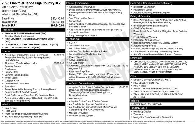 New 2026 Chevrolet Tahoe High Country image 4