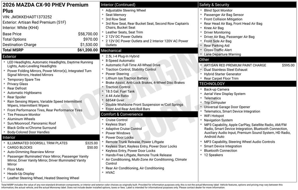 New 2026 MAZDA CX-90 Plug-In Hybrid w/ Premium Plus AWD/4WD image 6
