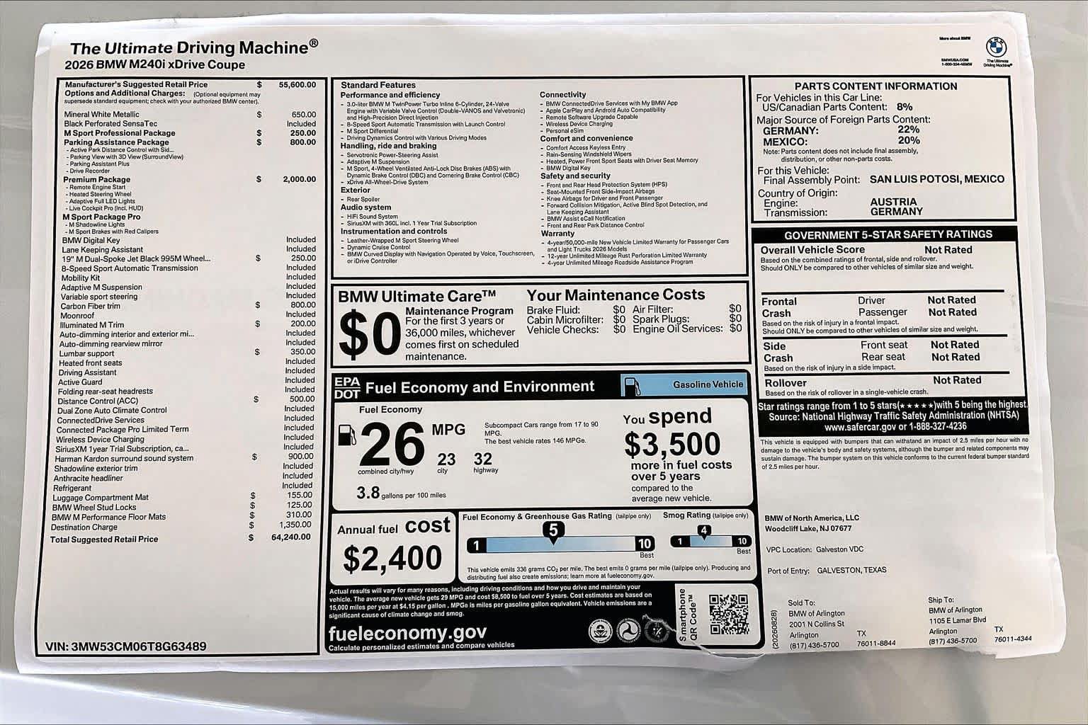 New 2026 BMW M240i xDrive Coupe w/ Premium Package AWD/4WD image 19