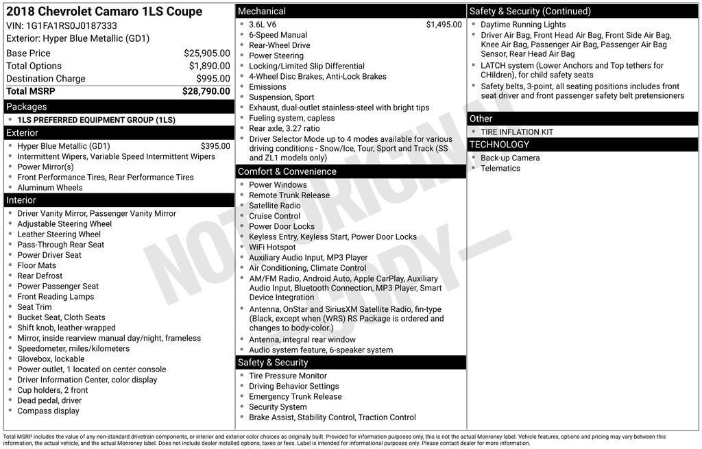 Used 2018 Chevrolet Camaro LS image 3