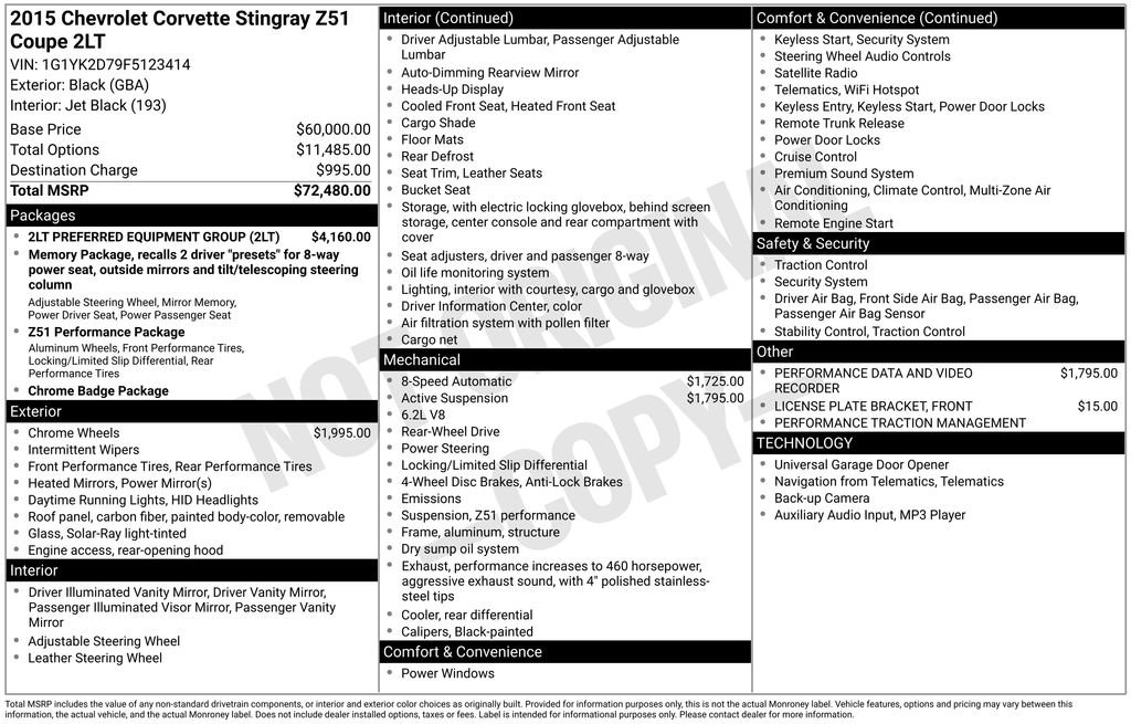 Used 2015 Chevrolet Corvette Stingray Coupe w/ 2LT Preferred Equipment Group image 32