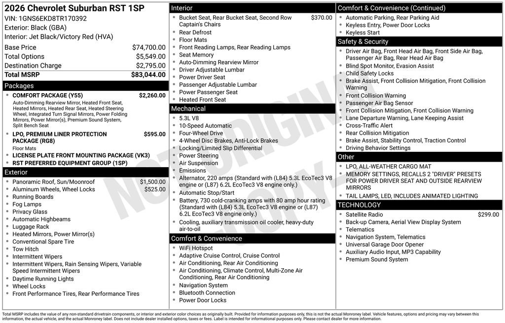 Used 2026 Chevrolet Suburban RST w/ Comfort Package image 3