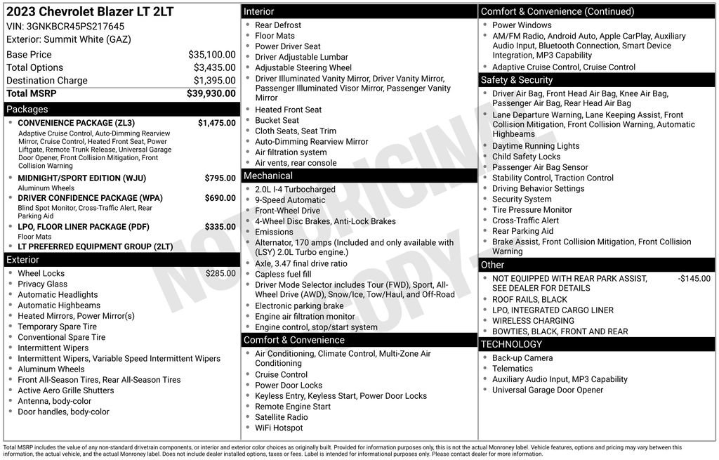 Certified 2023 Chevrolet Blazer LT w/ Convenience Package FWD image 36
