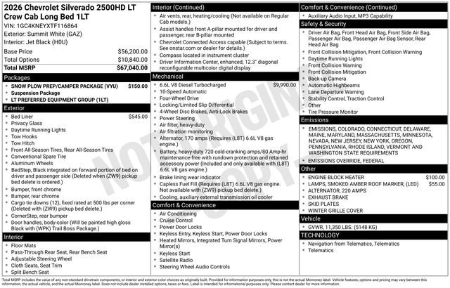 New 2026 Chevrolet Silverado 2500 LT w/ Snow Plow Prep/Camper Package image 4