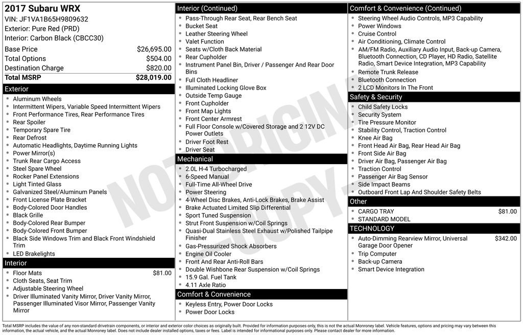 Used 2017 Subaru WRX image 6