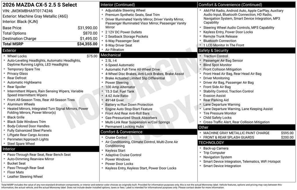 New 2026 MAZDA CX-5 Select AWD/4WD image 10
