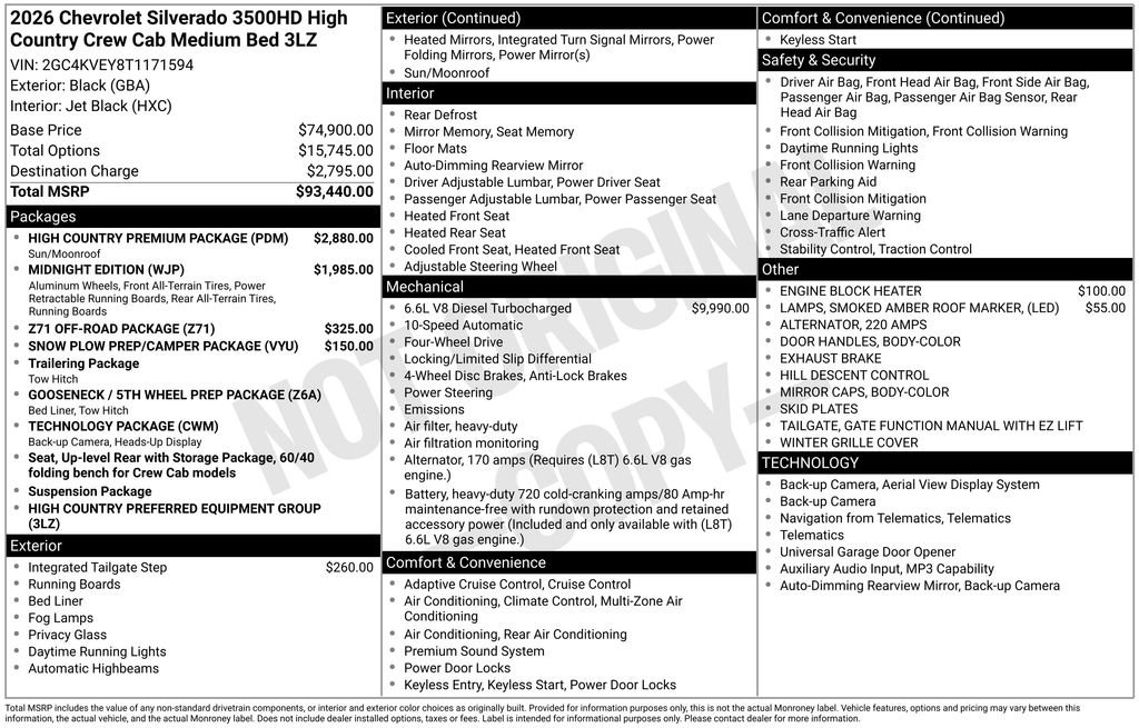New 2026 Chevrolet Silverado 3500 High Country w/ High Country Premium Package AWD/4WD image 26