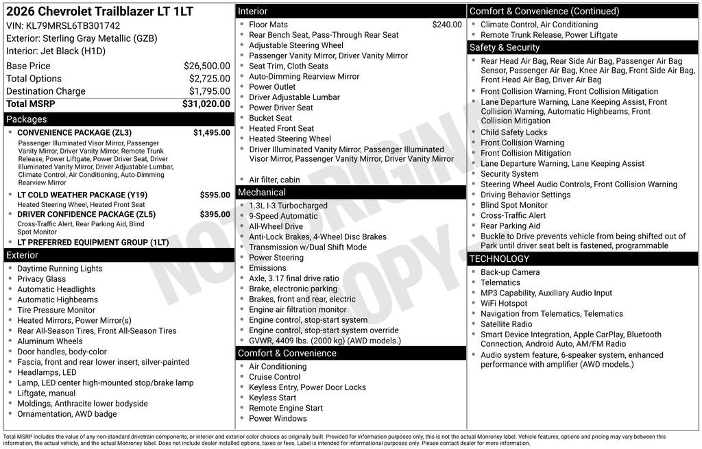New 2026 Chevrolet TrailBlazer LT w/ Convenience Package AWD/4WD image 4
