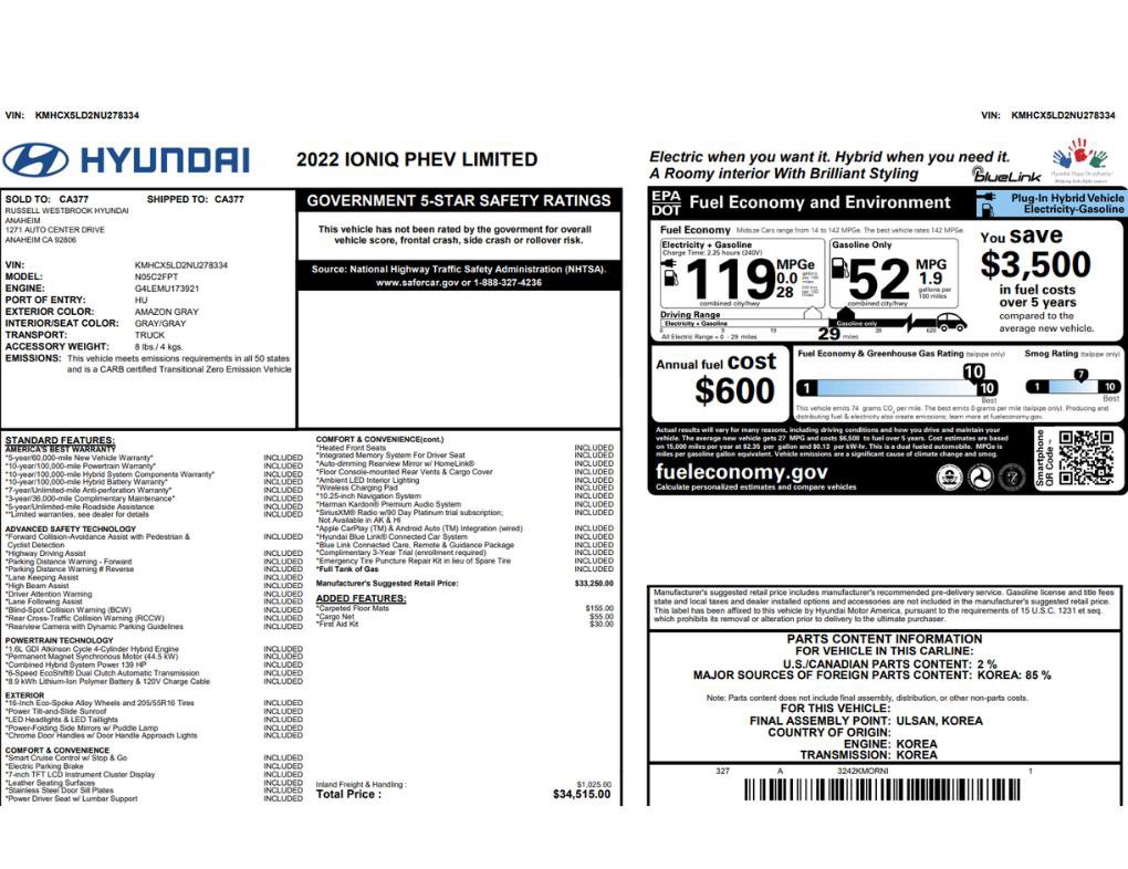 Used 2022 Hyundai Ioniq Limited FWD image 2