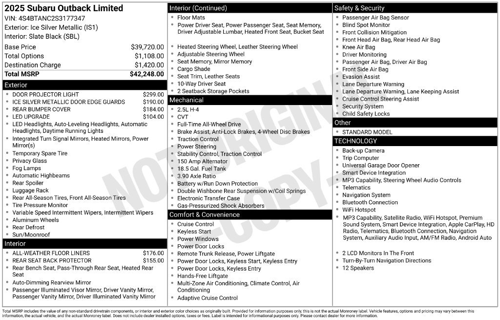 Certified 2025 Subaru Outback Limited AWD/4WD image 8