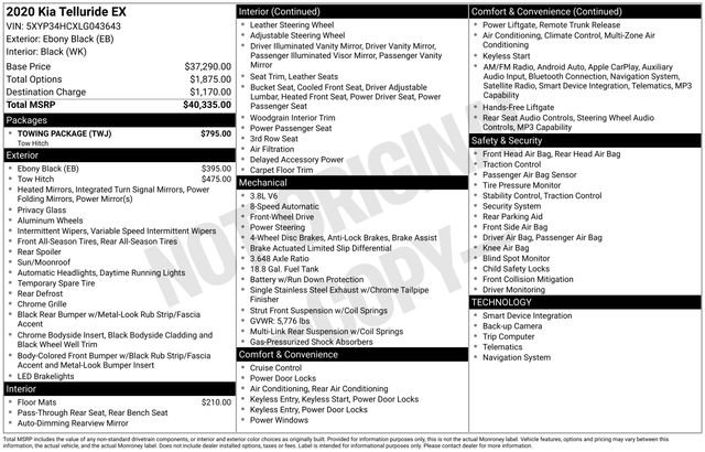 Used 2020 Kia Telluride EX w/ Towing Package image 43