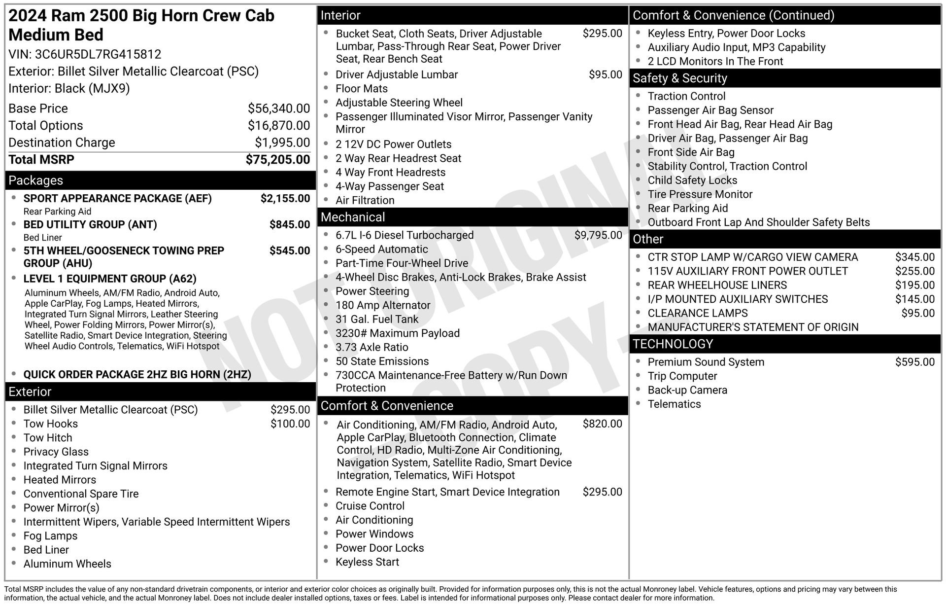 Used 2024 RAM 2500 Big Horn w/ Sport Appearance Package AWD/4WD image 34