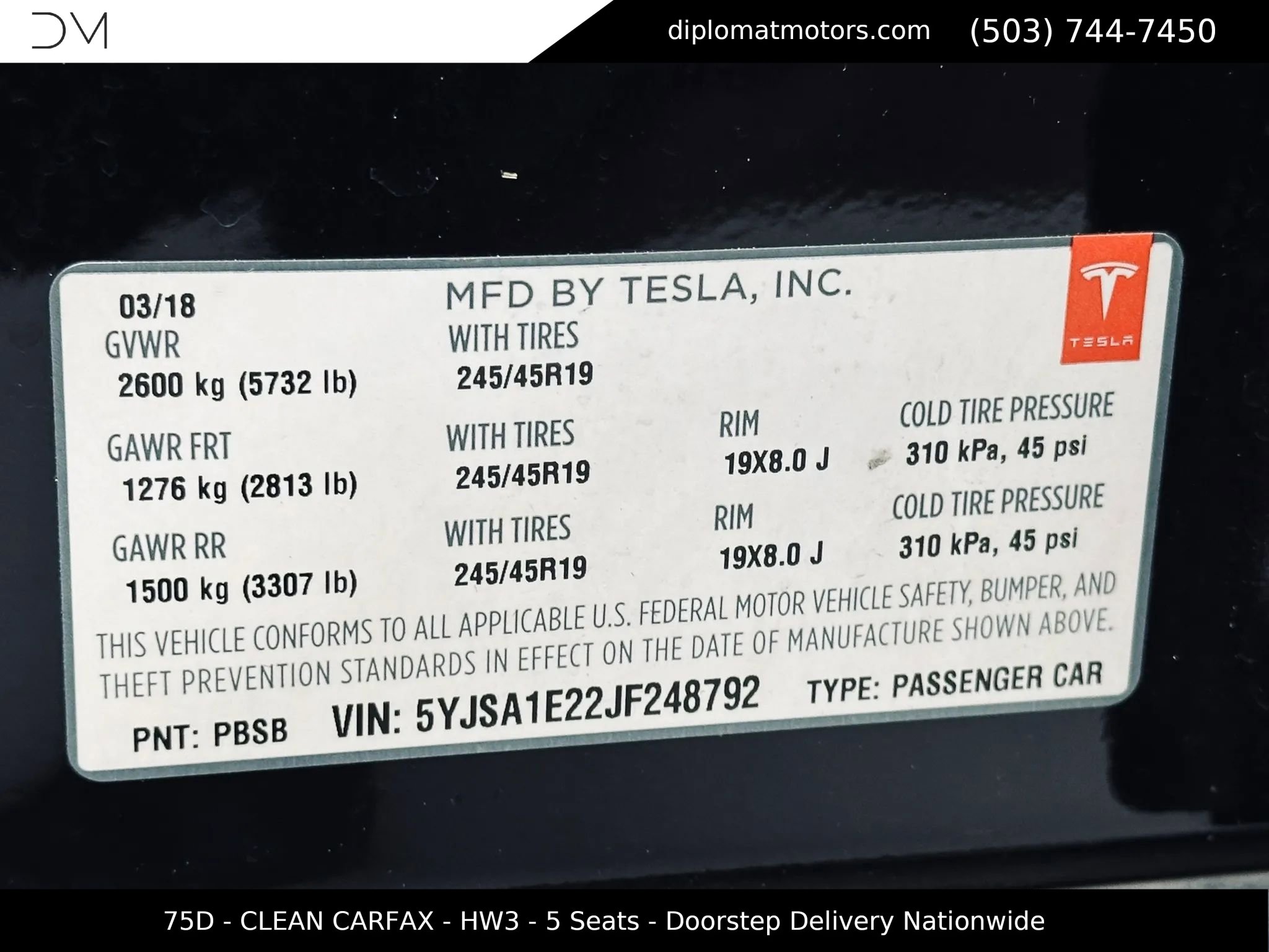 Used 2018 Tesla Model S 75D AWD/4WD image 46
