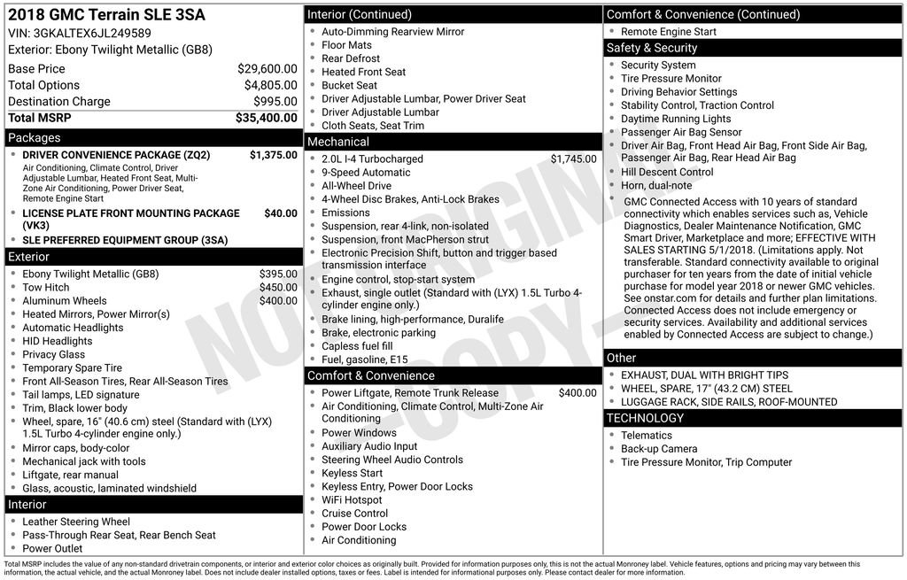 Certified 2018 GMC Terrain SLE w/ Driver Convenience Package image 2