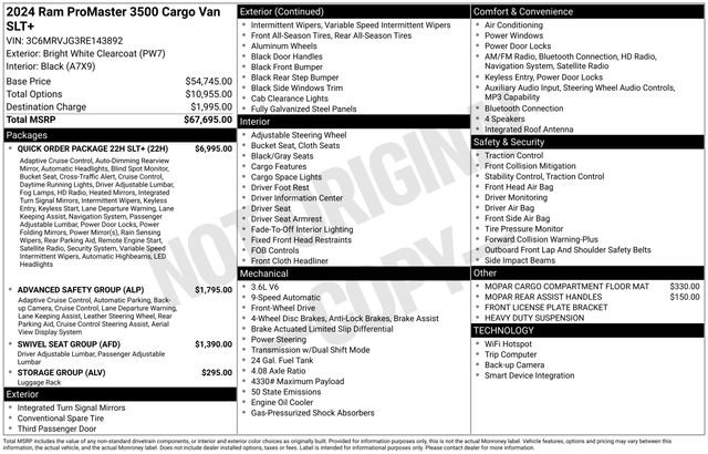 Used 2024 RAM ProMaster 3500 w/ Quick Order Package 22H SLT+ image 42