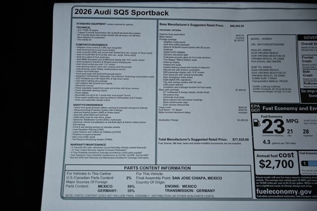 New 2026 Audi SQ5 Prestige AWD/4WD image 23