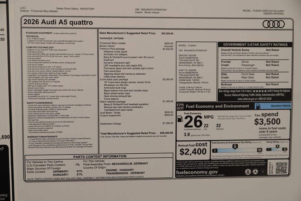 New 2026 Audi A5 2.0T Premium Plus image 39