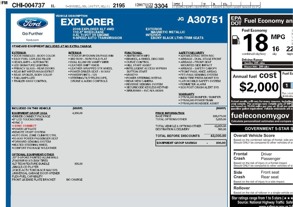 Used 2018 Ford Explorer XLT w/ Equipment Group 202A image 3