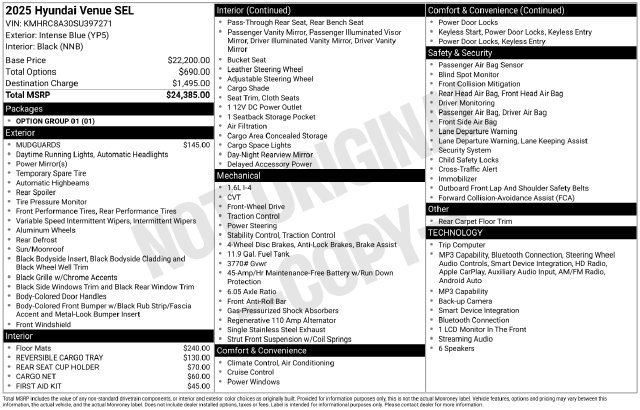 Used 2025 Hyundai Venue SEL FWD image 39