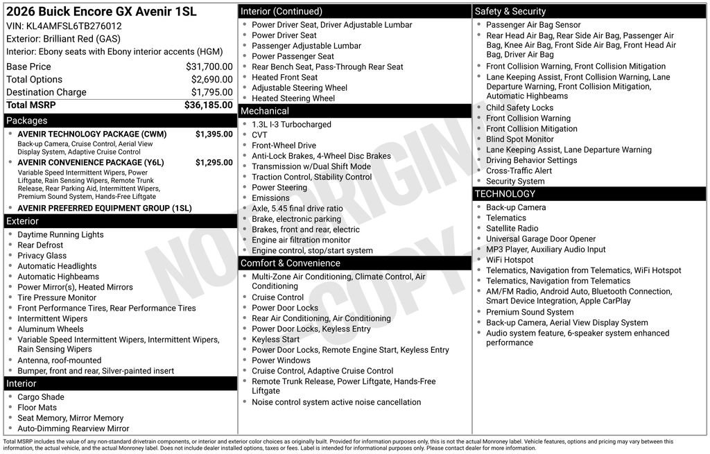 New 2026 Buick Encore GX Avenir w/ Avenir Technology Package FWD image 27