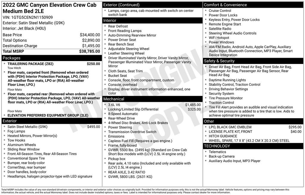Certified 2022 GMC Canyon Elevation w/ Trailering Package image 3