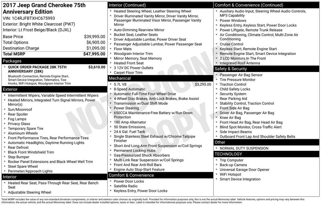 Used 2017 Jeep Grand Cherokee Limited 75th Anniversary image 7