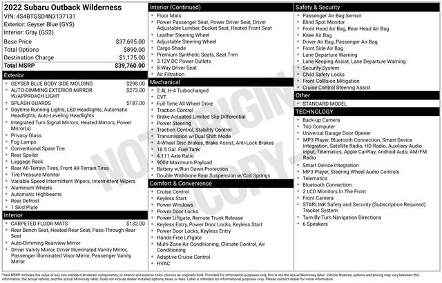 Used 2022 Subaru Outback Wilderness AWD/4WD image 18