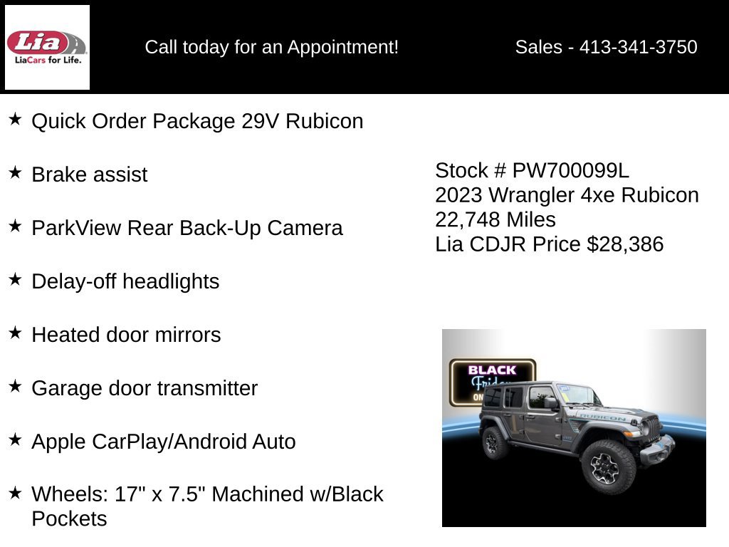 Certified 2023 Jeep Wrangler Unlimited Rubicon 4xe w/ Dual Top Group AWD/4WD image 6