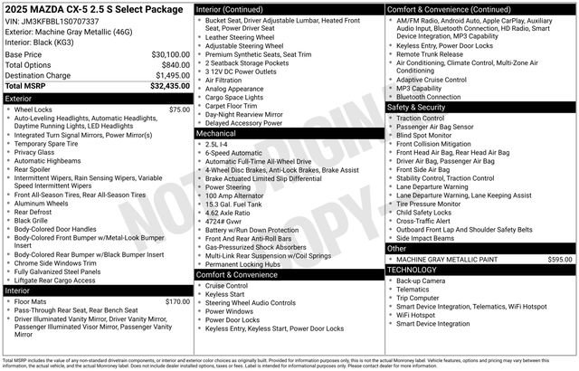 New 2025 MAZDA CX-5 AWD 2.5 S w/ Select Package image 9